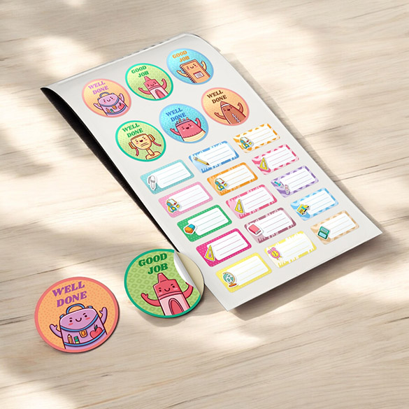 貼紙是文儀精品，小數量印刷的數碼圓形貼紙１張可起印，表面印有品牌logo及公司商標，用途靈活。