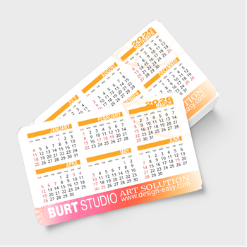 2026年曆卡 圓角 粉橙漸變 calendar card 90mm x 54mm