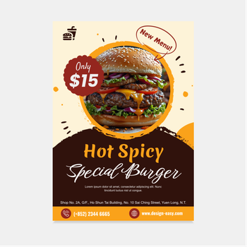 餐飲推廣模板，黃棕主色，排版清晰