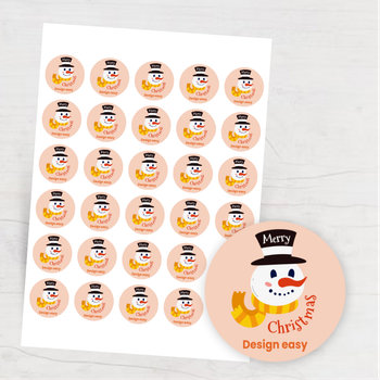 聖誕主題可愛雪人設計，柔和粉色背景色彩豐富 