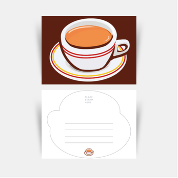 深棕背景白色杯子明信片